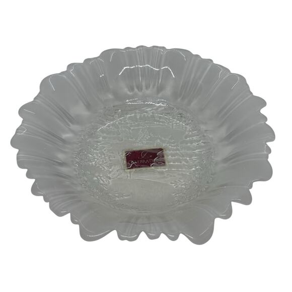 MIKASA 10.5” Frosted Glass Bowl Celebrations Winter Dreams Collection NIB - Picture 15 of 15